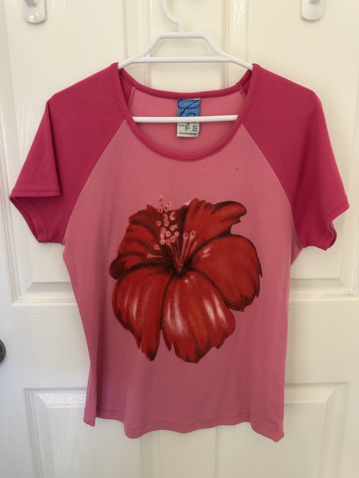 Vintage Classics Limited Edition Hibiscus Raglan T-Shirt Pink Women's AU 16