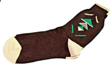 Vintage King James Argyle Socks 40s 50s Womens Size 9 Brown Green Ivory 8" x 7"