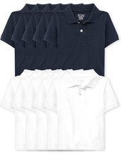 2 Polo School Uniform The Children's Place Boys Solid Short Sleeve Sz S 5/6 NEW