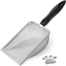 Cat Litter Scoop,Sturdy Cleaner Corner Shovel,Stainless 1 pcs, Black