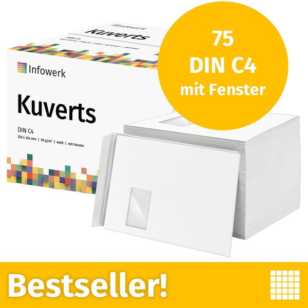 Neu: BriefumschläGe Mit Fenster, DIN C4, 75 StüCk-image