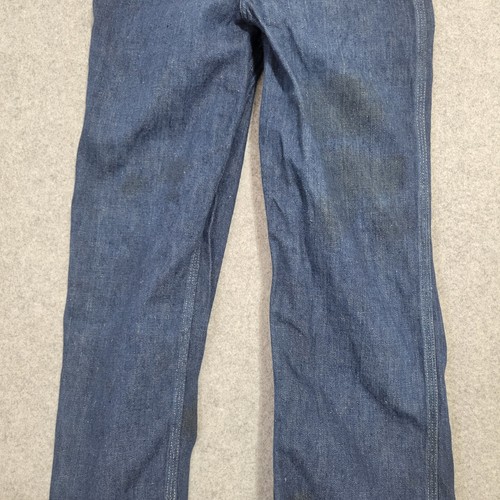 VTG Sanforized Denim Overalls Boys 24x23 Blue Dark Bibs Distressed Farm - Picture 10 of 20