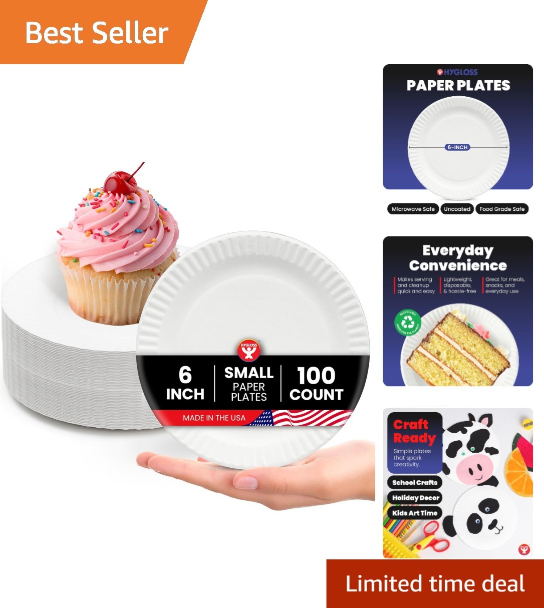 Elegant Uncoated White Disposable Paper Plates - 6-Inch, Eco-Friendly 100 Pack