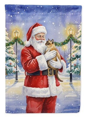 Caroline's Treasures Burmese Cat with Santa Claus Garden Flag FNT1105GF