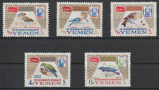 == YÉMEN (ROYAUME). Timbres + bloc-feuillet ★★ Oiseaux et Imam Al-Badr - 1965 ==