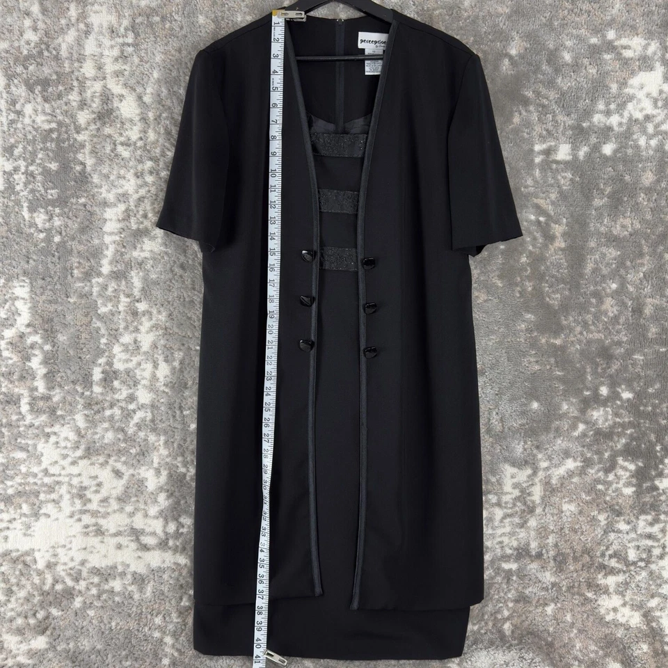 Perceptions Size 12 Shift Midi Dress Black Button Short Sleeve Zip - Image 2 of 4