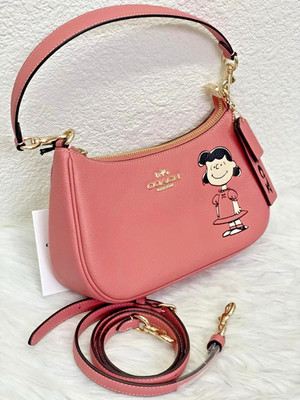 Coach CBM32 Peanuts Teri Shoulder Bag Lucy Refined Pebble Leather