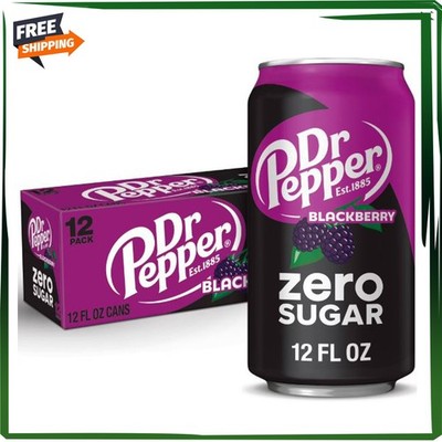 Dr Pepper Blackberry Zero sugar Soda Pop 12 fl oz 12 pack cans - Free Shipping
