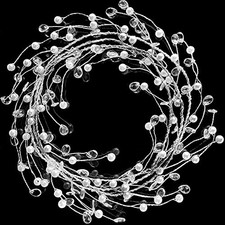 20 FT Ice Wire Clear Garland, White Pearl Crystal Teardrop Pearl  Teardrop