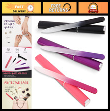 3 Pack Crystal Glass Nail Files with Case - Double-Sided Etched Gentle Care, Uni