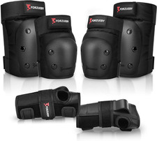 Forzueby Adult/Kids Knee Pads Elbow Pads Wrist Guards 6 in 1 Protective Gear Set