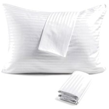 100 Cotton Pillow Protectors, 20x26 Size - 4 Pack with Silent Zipper