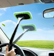 Car Windshield Cleaning Brush with 3 Reusable Pads for Interior & Exterior Use