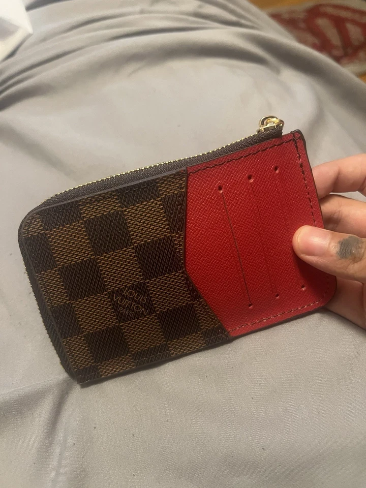 Cartera de Diseñador Dorado Cremallera Estampado a Cuadros Diseño Marrón Lujo Cremallera Cartera Roja Foto 2 de 4