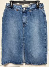 Y2K GAP Jeans jean skirt size 8/10 faded denim knee length Front slit Skinny EC