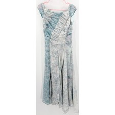 FREE PEOPLE Dress Size 2 Heart to Heart Midi Ocean Blue Ruched Fairy Flowy NWT