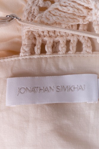RRP€1055 JONATHAN SIMKHAI Maxi Dress Size S Linen Blend Cut Out Crochet Insert - Picture 7 of 7