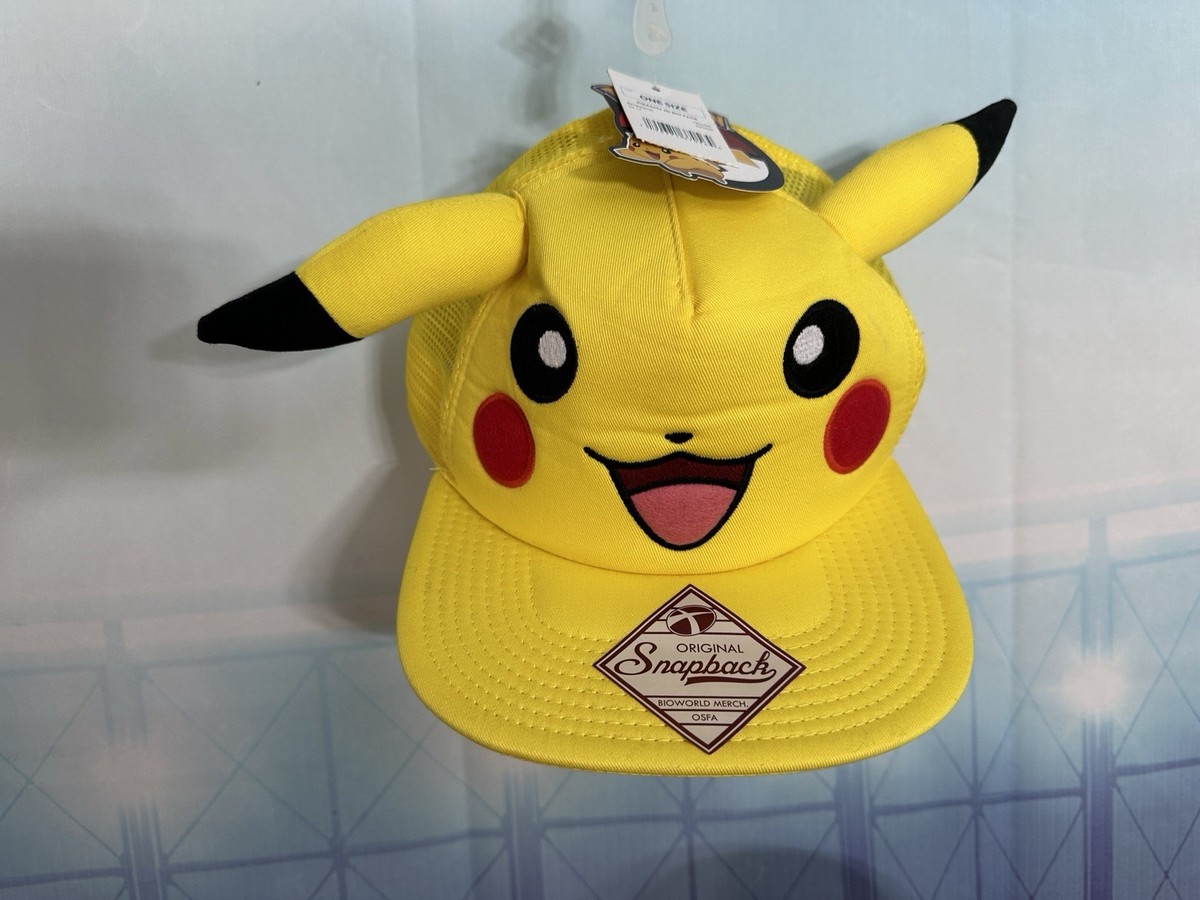 Pokemon PIKACHU Nintendo Yellow Snapback Trucker Hat Cap 3D Ears