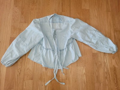 New Women s Free People Brunch Babe Denim Top Blouse  Size XS