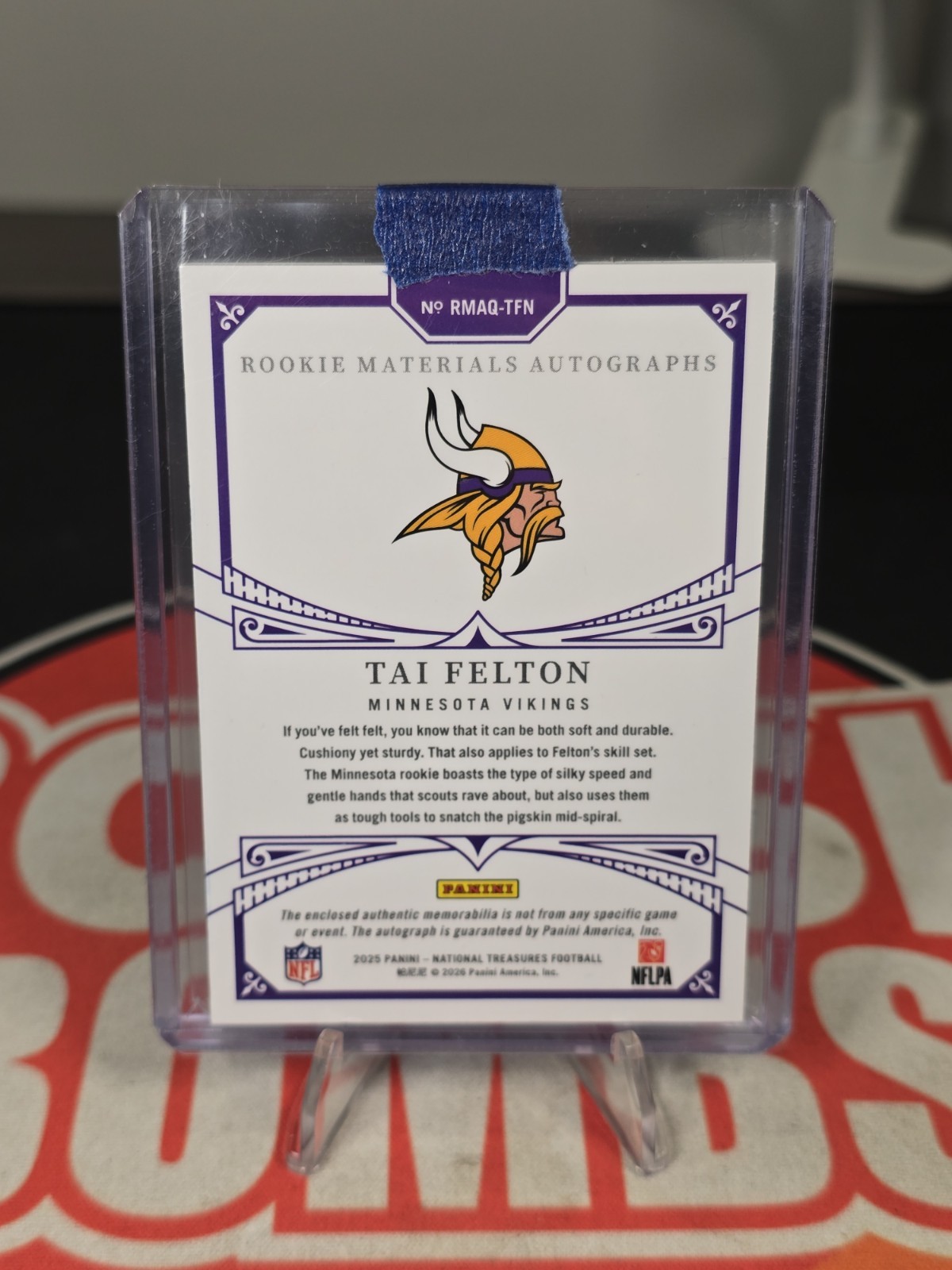 2025 Panini National Treasures - Rookie Materials Auto Tag Quad Tai Felton 1/1 view 2