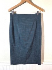Ann Taylor Pencil Skirt Womens 6 Blue Plaid Knee Length Career Workwear Lined