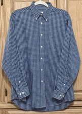 Brooks Brothers 1818 Dress Shirt Mens Sz Medium Blue Plaid Button Down Non-Iron