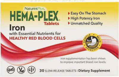 NaturesPlus Hema Plex Iron Supplement 30 Count High Potency Blood Health Tablets