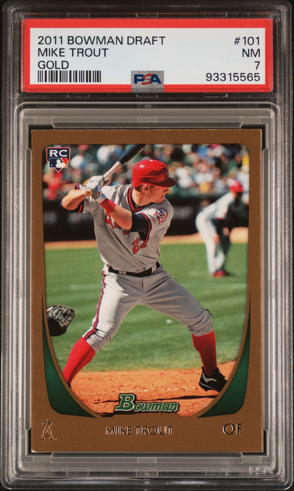 2011 BOWMAN DRAFT GOLD #101 MIKE TROUT ROOKIE RC PSA 7