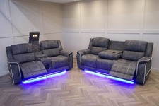 Geneva Pro Fabric Electric Recliner Sofa 3+2 Set Wireless/Bluetooth/USB/Led