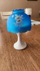 Westmoreland Fairy Lamp Blue Daisy Satin Milk Bottom Vintage Glass Flower