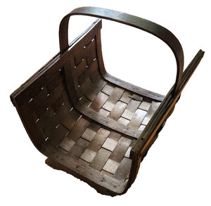 Vintage Slat Firewood Holder Fireplace Log Magazine Woven Bent Wood MCM Eagle