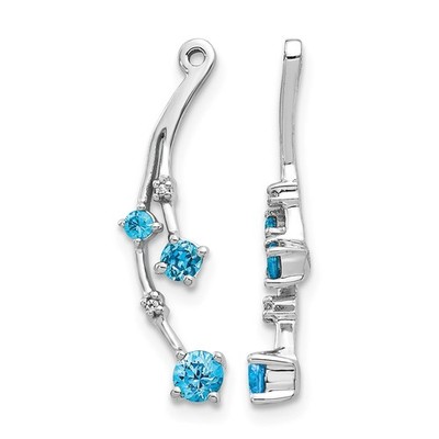 14k Weißgold Diamant und Blautopas Ohrhänger Jacken für Frauen 1,09gm