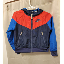 vintage Nike Colorblock Hooded Zip windbreaker Jacket 2T Red Blue Navy Toddler
