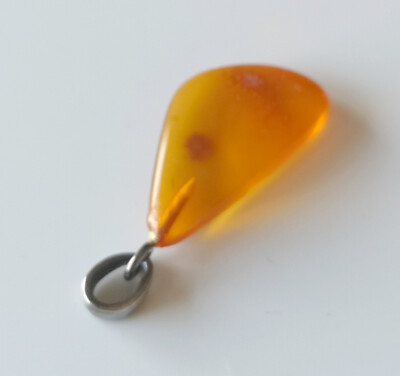 Pendentif Ambre Véritable De La Baltique – Monture Argent 925, 1,4 G, Couleur Marron/jaune, Occasion