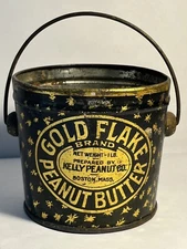 Gold Flake Peanut Butter 1lb Tin Prepared By Kelly Peanut Co. Boston, Mass