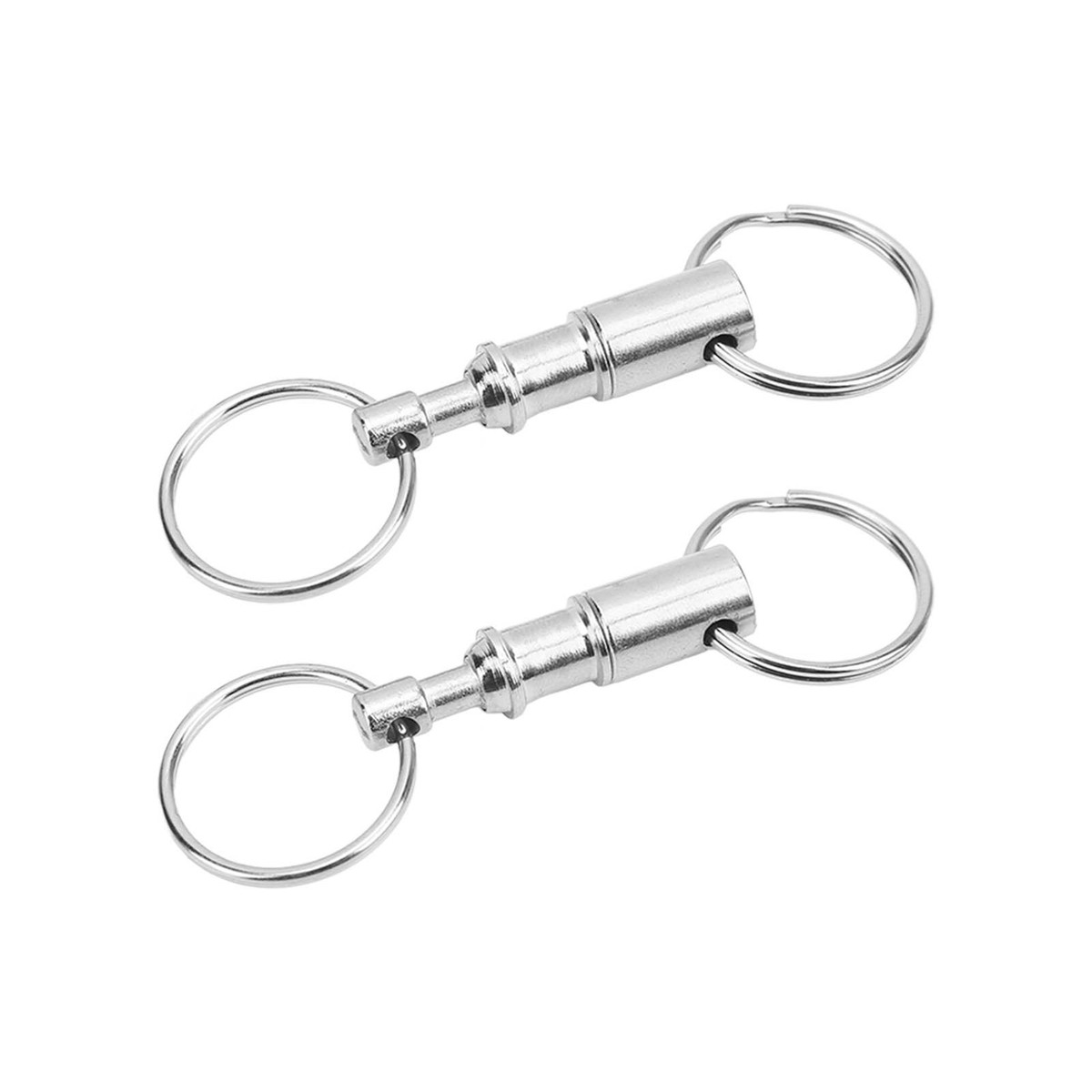 2PCS Dual Quickease Keyring Detachable Double Split Ring Key Ring SS FF