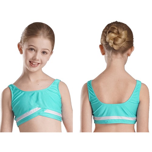 Girls Crop Top Kids Vest U Neck Shirt Jogging Bra Stage Performance Tank Yoga - Picture 4 of 64