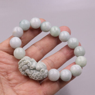 Natural Jade Dragon Pixiu Bracelet For Men Women 13mm Bead Fit Wrist 17cm