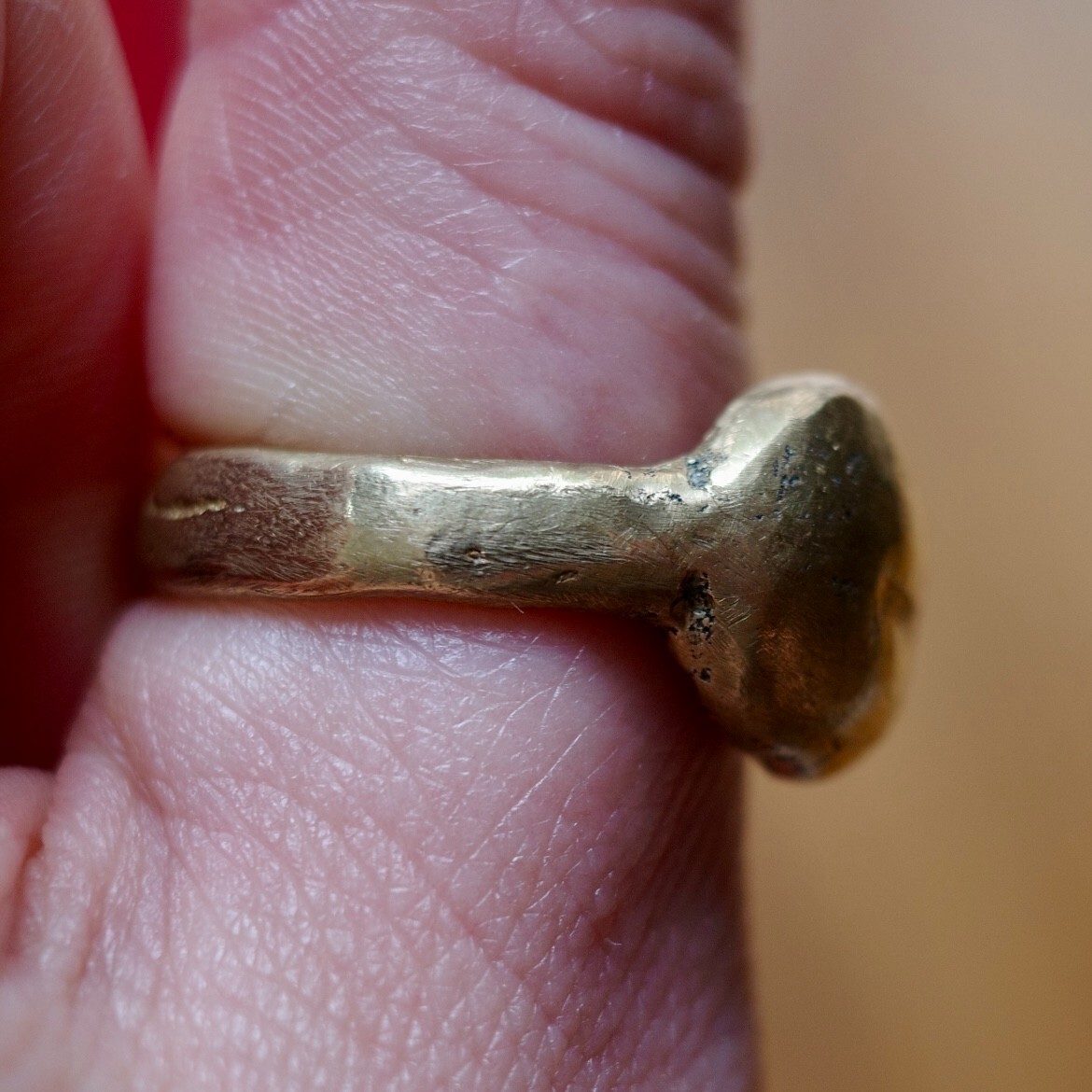 Beautiful unique brass ring, rustic, primitive, h… - image 3