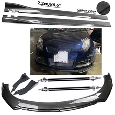 Carbon Fiber Front Bumper Spoiler 86.6" Side Skirt For Suzuki Swift 2000-2022