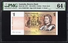 Australia 1 Dollar P42c R77 1979 Knight Stone PMG64 UNC EPQ Banknote Currency