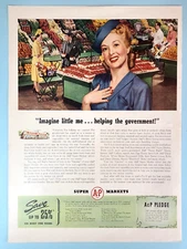 1942 A&P Supermarkets 1940s Print Ad Imagine little me...helping the government!