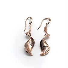 Ross Simons 925 Sterling Silver Rose Gold Plated Modern Twist Dangle Earrings