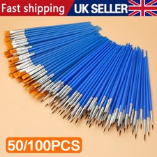 50-100Pcs Fine/Flat Tip Paint Brushes,Small Brush Bulk for Detail Painting, Blue