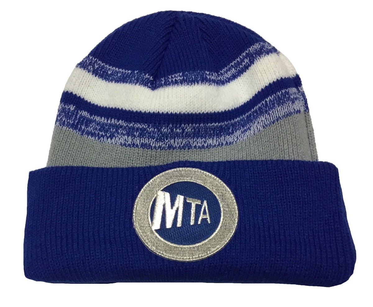 MTA BEANIE ROYAL GREY WHITE HAT
