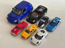 Lot of 7 Assorted Die-Cast Toy Cars - Various Brands-Models & Scales