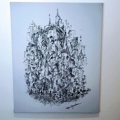 Morris Yudelson   Signed New Canvas /  Squiggly With Faces    2023