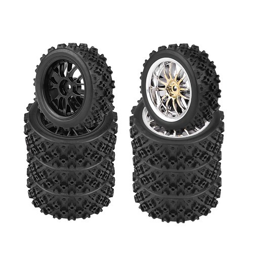4er Set Racing Off Road Fahrzeugreifen Gummireifen Felge Für RC 1:10 Auto FAT - Bild 7 von 18
