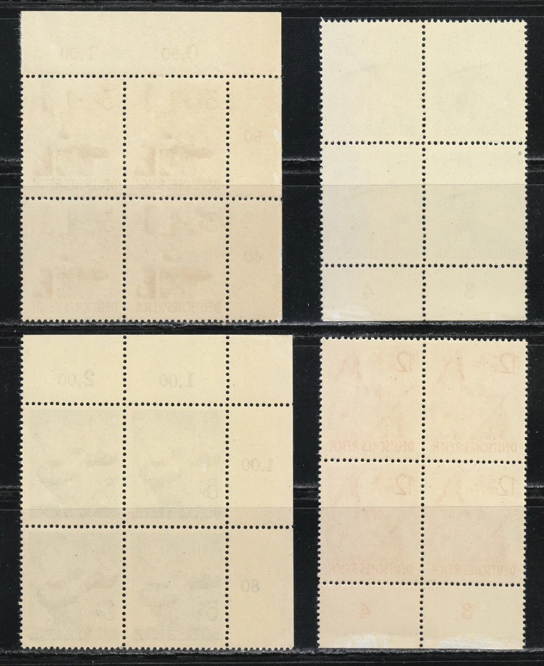 Germany 1943 MNH Mi 850-853 Sc B237-B240 Reich Labor Service Corpsmen / Block ** - Image 2 of 2