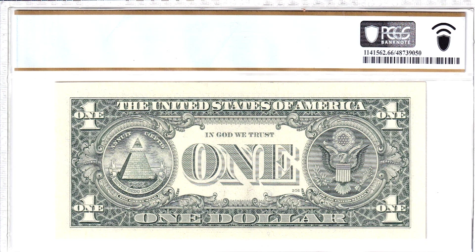 1995 $1 FRN PCGS 66PPQ Fancy TRUE 0/1 BINARY Serial #I10000111B - Image 2 of 2